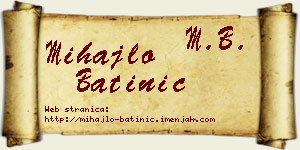 Mihajlo Batinić vizit kartica